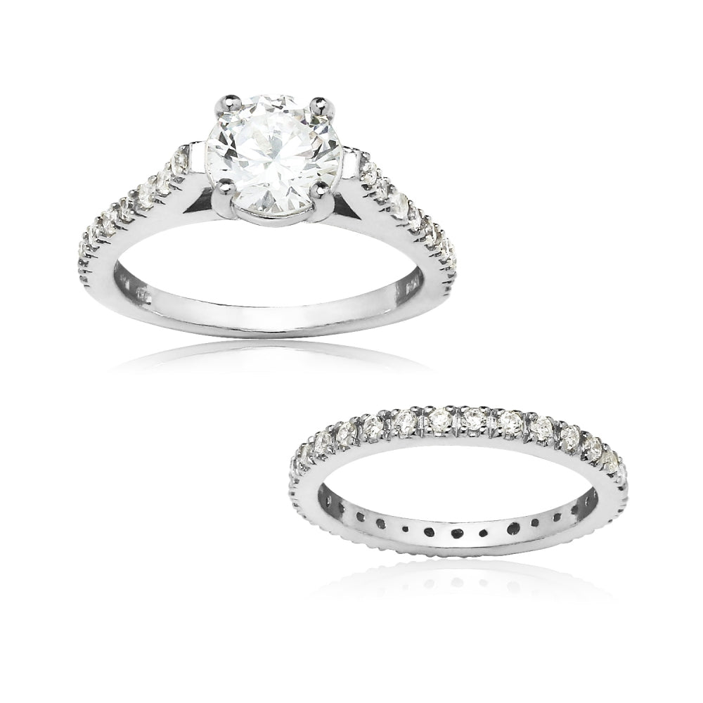 Sterling Silver Swarovski Zirconia Ring Set-2