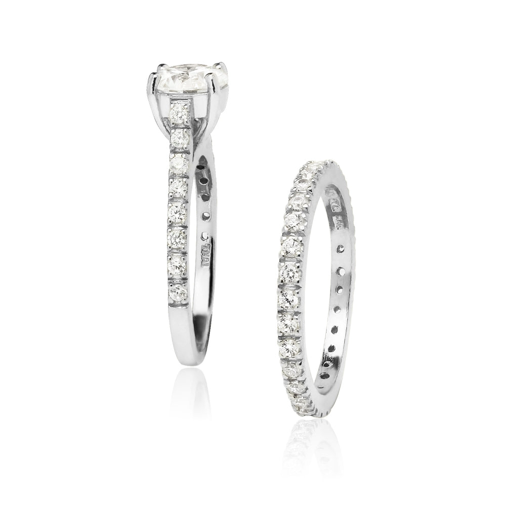Sterling Silver Swarovski Zirconia Ring Set-3