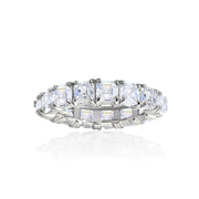 Sterling Silver Cubic Zirconia 4mm Octagon Asscher-Cut Anniversary Eternity Band Ring,
