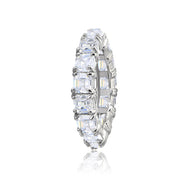 Sterling Silver Cubic Zirconia 4mm Octagon Asscher-Cut Anniversary Eternity Band Ring,