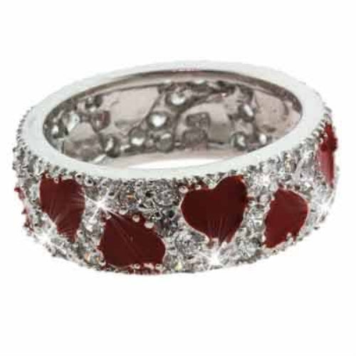 Sterling Silver Red Enamel & CZ Ring-2