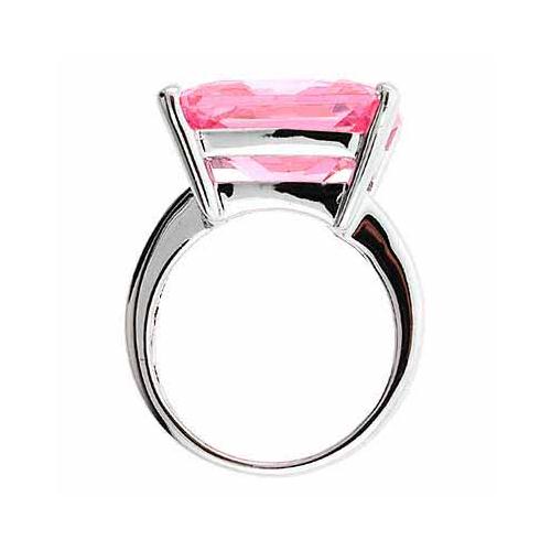 Sterling Silver Pink CZ Chunky Square Ring