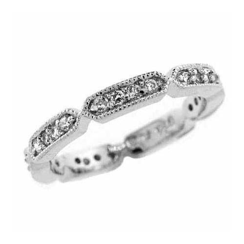 Sterling Silver CZ Antique Eternity Ring