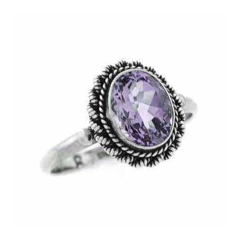 Sterling Silver Amethyst Oval Vintage Ring