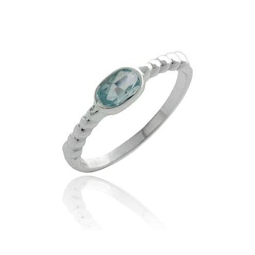 Sterling Silver Blue Topaz Oval Solitaire Ring