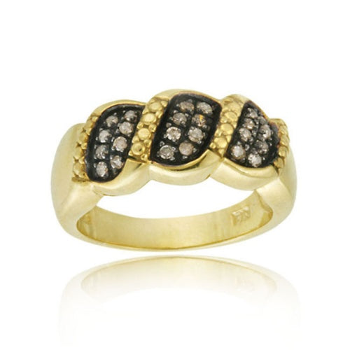1K Gold over Sterling Silver 1/4 ct. tdw Champagne Diamond S Design Ring
