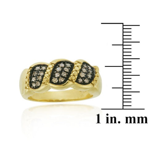 1K Gold over Sterling Silver 1/4 ct. tdw Champagne Diamond S Design Ring-3
