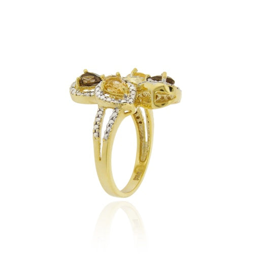 1K Gold over Sterling Silver Multi Gemstone & Diamond Accent Cocktail Ring-2
