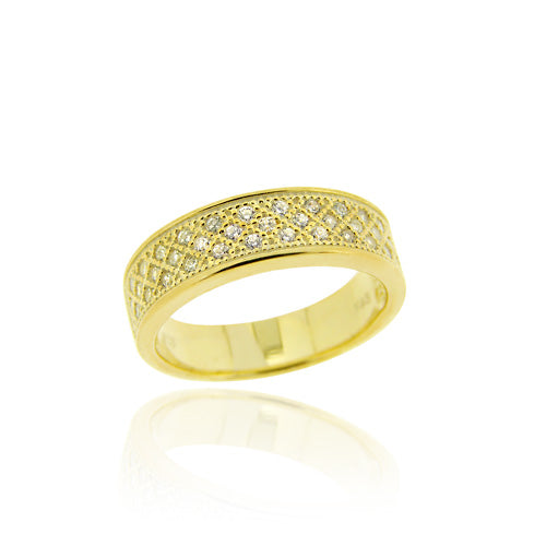 1K Gold over Sterling Silver CZ Micro Pave Band Ring