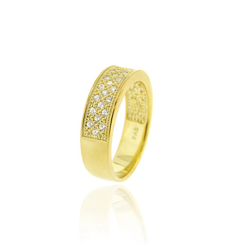 1K Gold over Sterling Silver CZ Micro Pave Band Ring