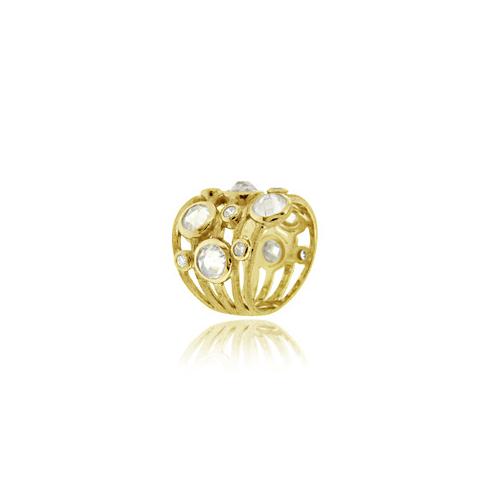 1K Gold over Sterling Silver CZ Brushed Ring-2