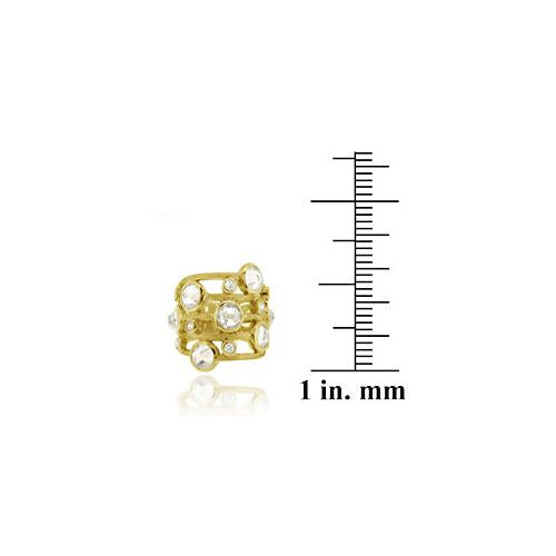 1K Gold over Sterling Silver CZ Brushed Ring-3