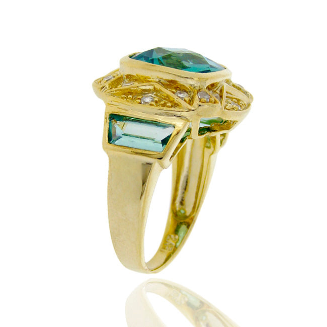 1K Gold over Sterling Silver .2ct Caribbean Mist CZ Square Fashion Ring-2