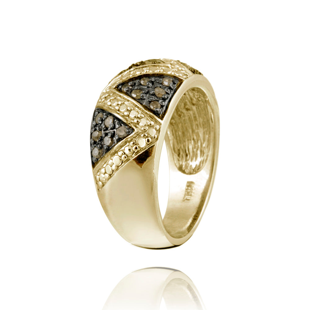 1K Gold over Sterling Silver 1/3ct Champagne Diamond Ring-2