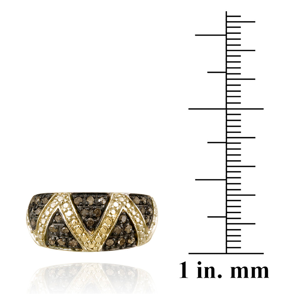 1K Gold over Sterling Silver 1/3ct Champagne Diamond Ring-3