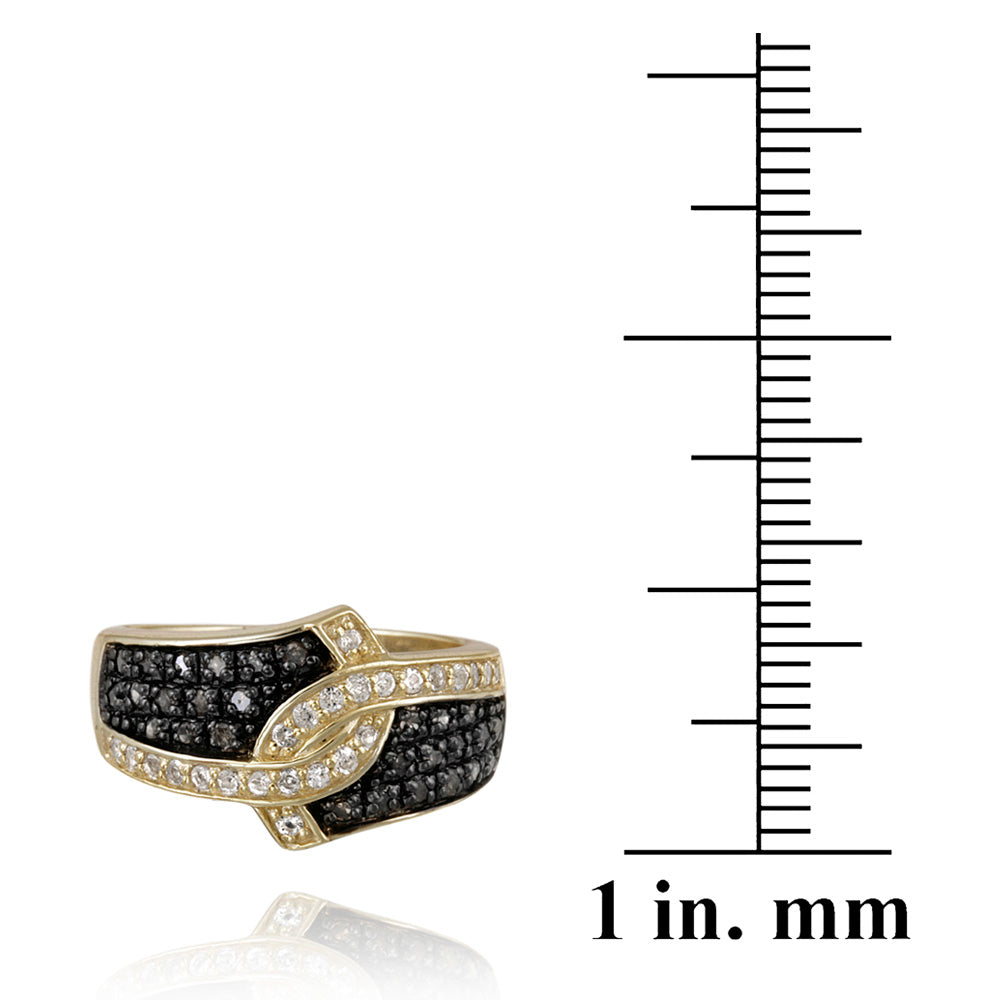 1K Gold over Silver 1/3ct Black Diamond & White Topaz Ring-3