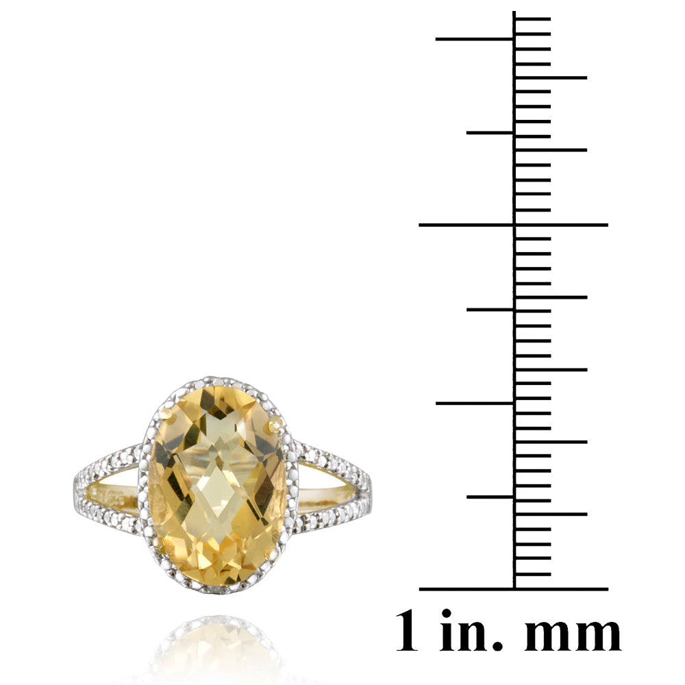 Sterling Silver 4ct Citrine & Diamond Accent Oval Ring-3
