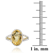 Sterling Silver 4ct Citrine & Diamond Accent Oval Ring