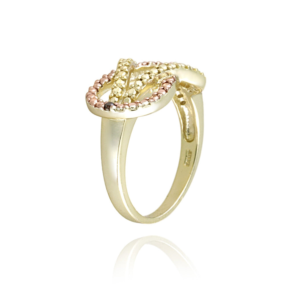 1K over Sterling Silver Two-Tone Rose Gold Red Diamond Accent Love Knot Ring-2