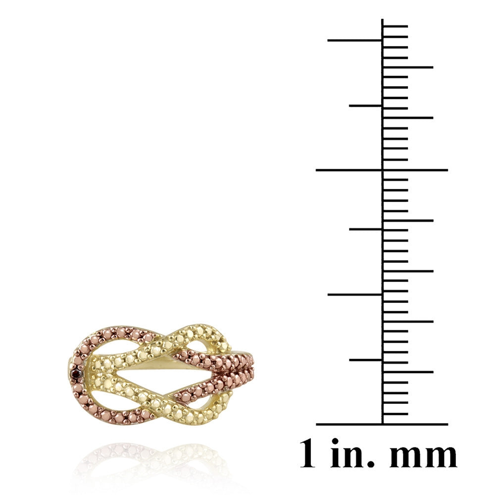 1K over Sterling Silver Two-Tone Rose Gold Red Diamond Accent Love Knot Ring-3