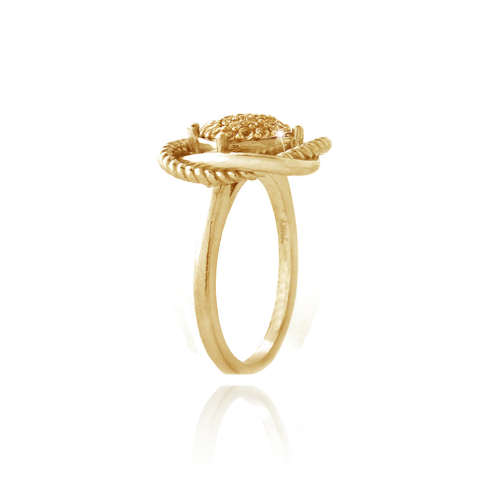 1K Gold over Sterling Silver 1/4ct Yellow Diamond Love Knot Ring-2