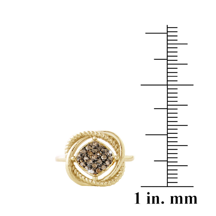 1K Gold over Sterling Silver 1/4ct Champagne Diamond Love Knot Ring