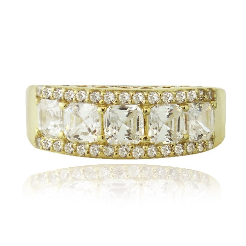 1K Gold over Sterling Silver Asscher Cut CZ Wedding Band Ring-3