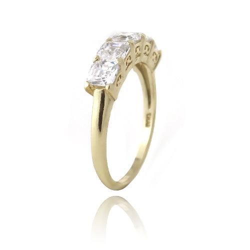 1K Gold over Sterling Silver Asscher Cut CZ Semi Eternity Band Ring-2