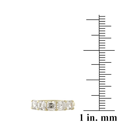 1K Gold over Sterling Silver Asscher Cut CZ Semi Eternity Band Ring-3