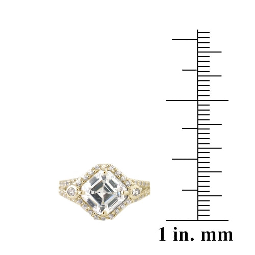 1K Gold over Sterling Silver 3ct Asscher Cut CZ Geometric Split Shank Ring-3