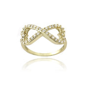 Gold Tone over Sterling Silver CZ Infinity Hearts Ring