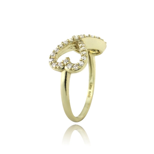 Gold Tone over Sterling Silver CZ Infinity Hearts Ring-2