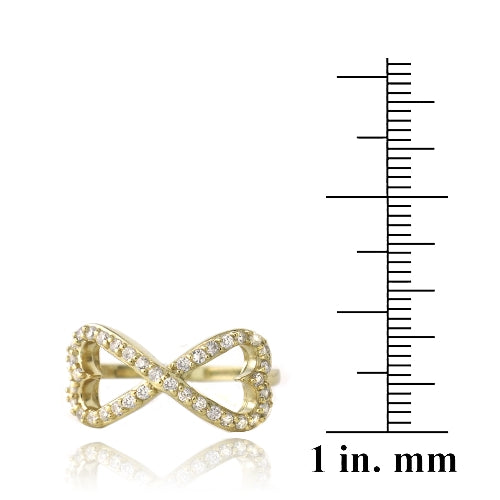 Gold Tone over Sterling Silver CZ Infinity Hearts Ring-3