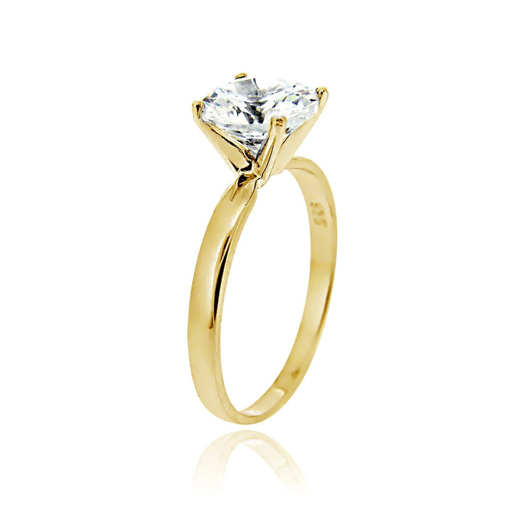 Gold Tone over Sterling Silver 0 Facets Cubic Zirconia Ring (1 cttw)