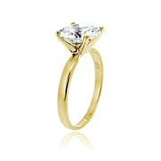 Gold Tone over Sterling Silver 0 Facets Cubic Zirconia Solitaire Ring (3 cttw)