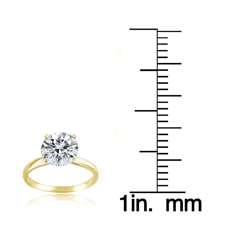 Gold Tone over Sterling Silver 0 Facets Cubic Zirconia Solitaire Ring (3 cttw)-3