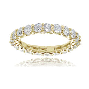 1K Gold over Silver Cubic Zirconia 3mm Round-cut Eternity Band Ring
