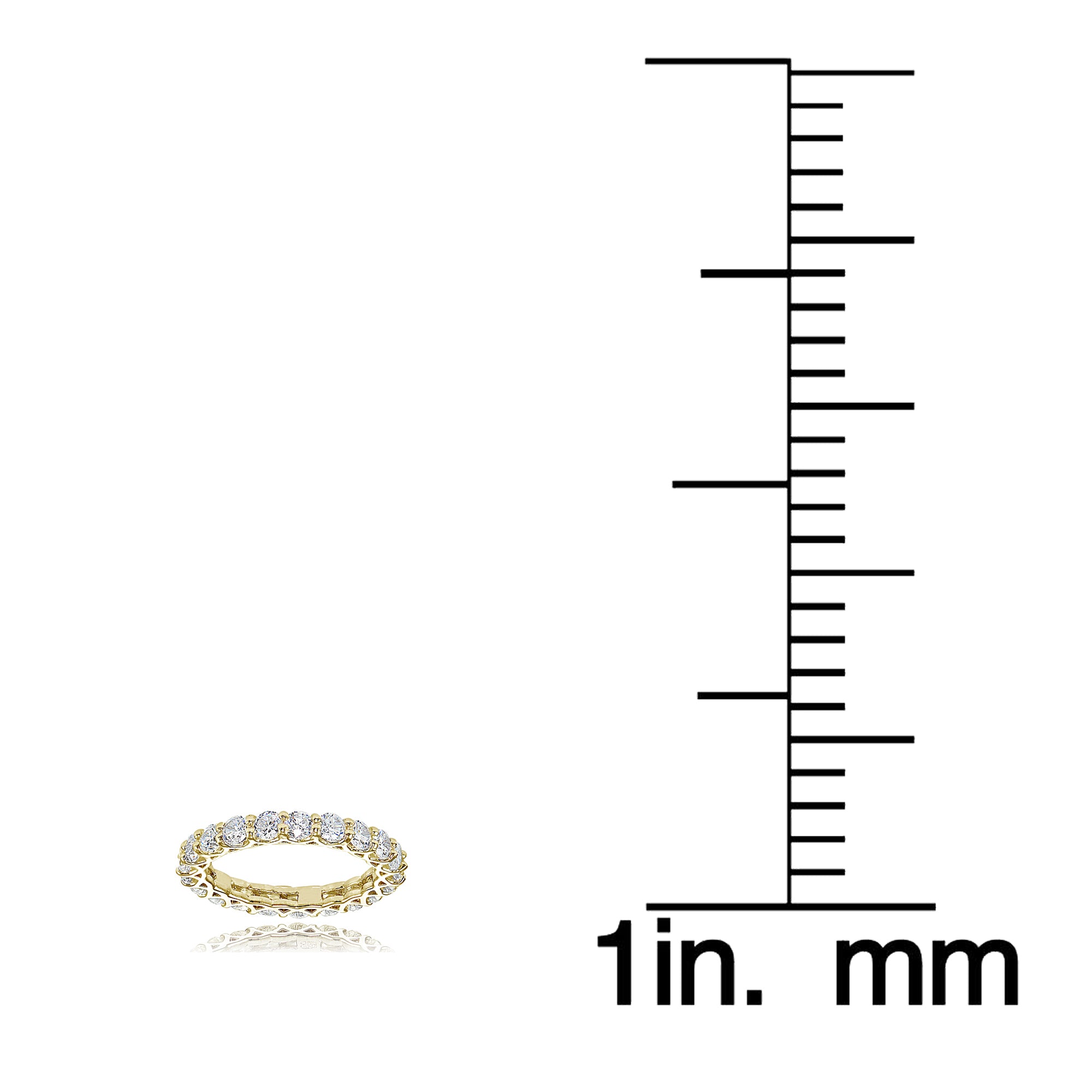 1K Gold over Silver Cubic Zirconia 3mm Round-cut Eternity Band Ring-3