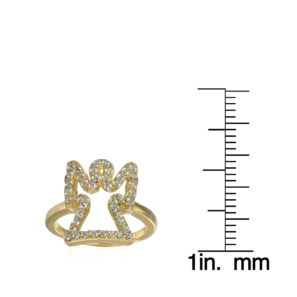 Yellow Gold Flashed Sterling Silver Cubic Zirconia Angel Ring-3