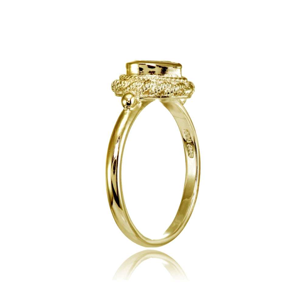 Yellow Gold Flashed Sterling Silver Cubic Zirconia Heart Ring-2