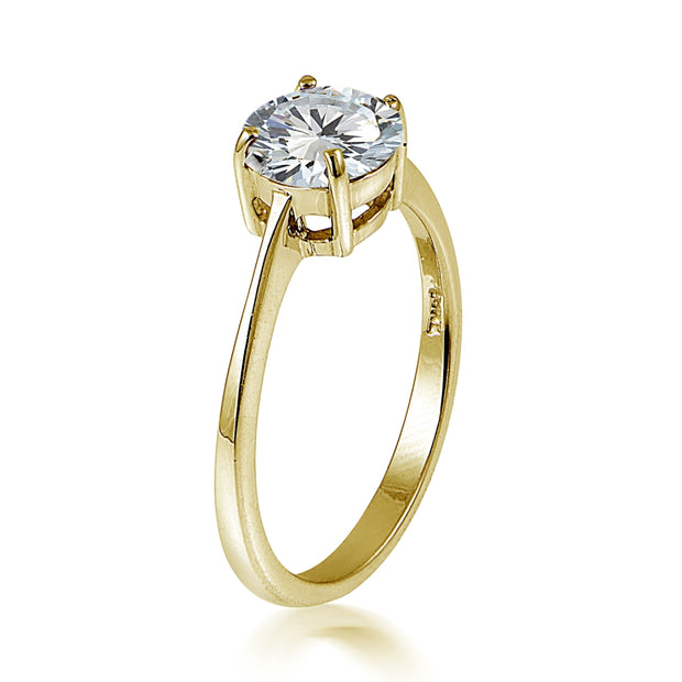 Yellow Gold Flashed Sterling Silver 3.2ct CZ Round Bridal Engagement Ring