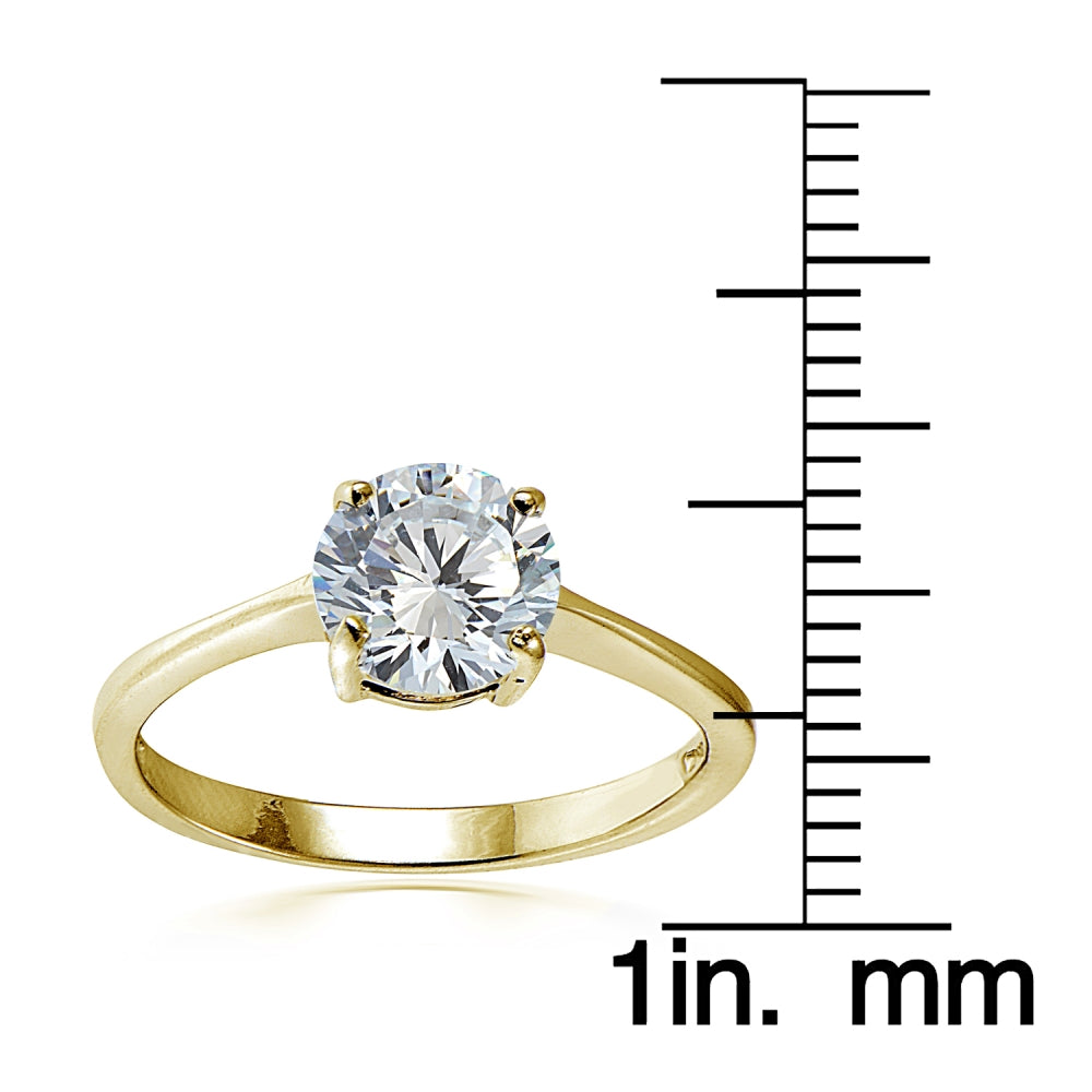 Yellow Gold Flashed Sterling Silver 3.2ct CZ Round Bridal Engagement Ring-3