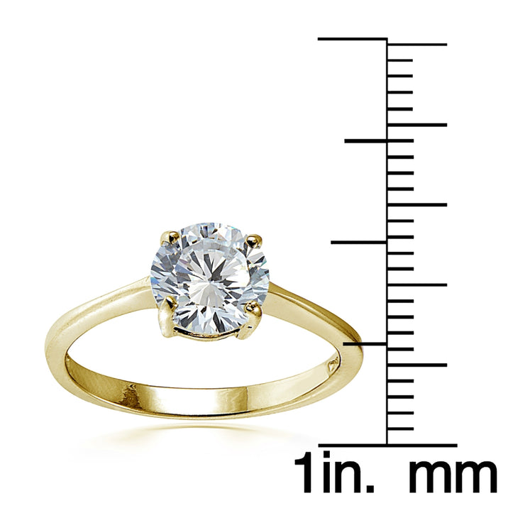 Yellow Gold Flashed Sterling Silver 3.2ct CZ Round Bridal Engagement Ring