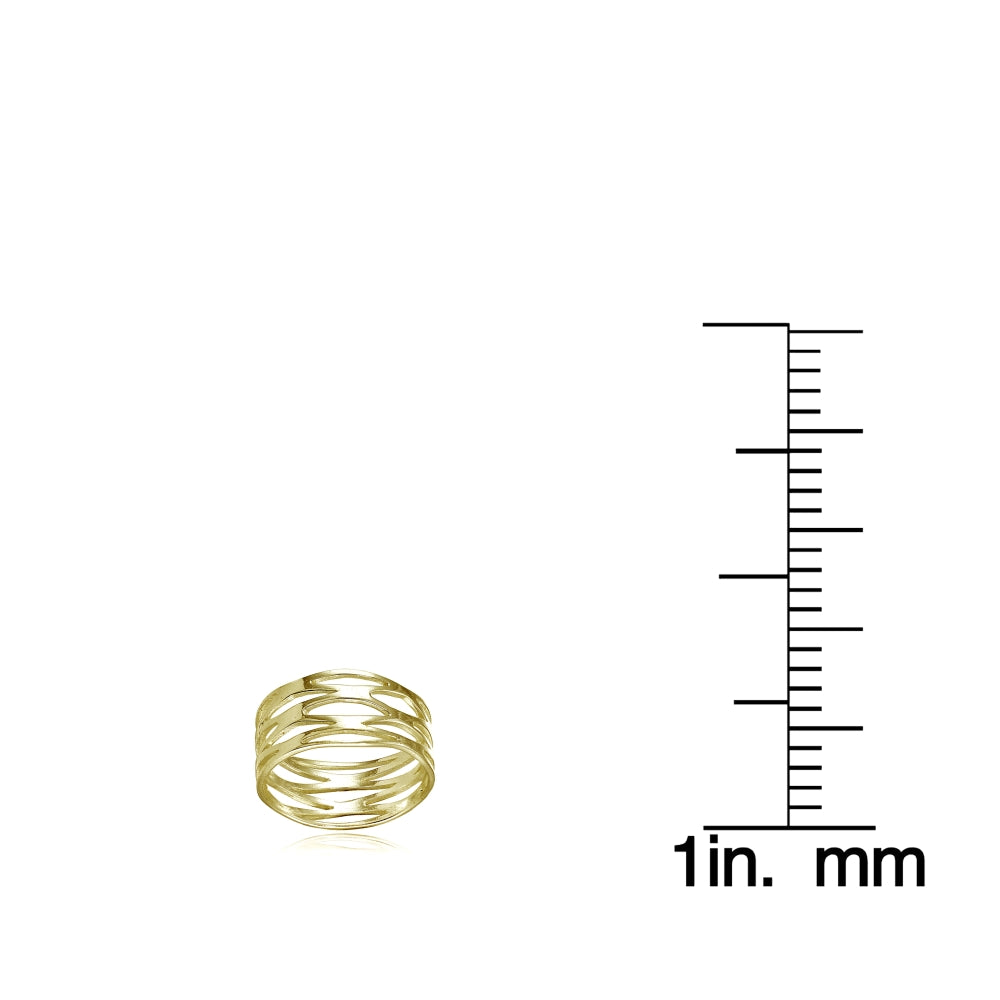 Yellow Gold Flashed Sterling Silver High Polished Multi Wrap Band Ring,-3