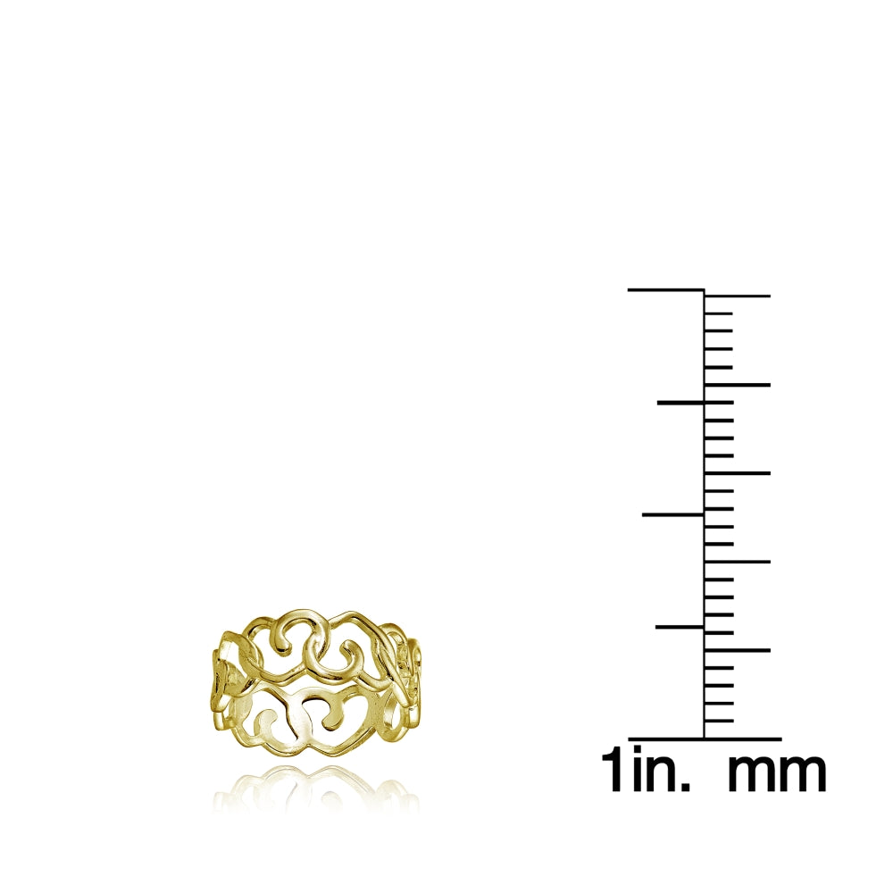 Yellow Gold Flashed Sterling Silver High Polished Intertwining Open Heart Eternity Band Ring-3