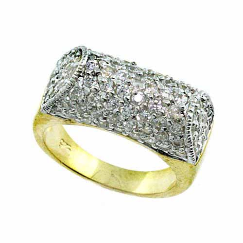 1K Gold over Sterling Silver CZ Dome Ring