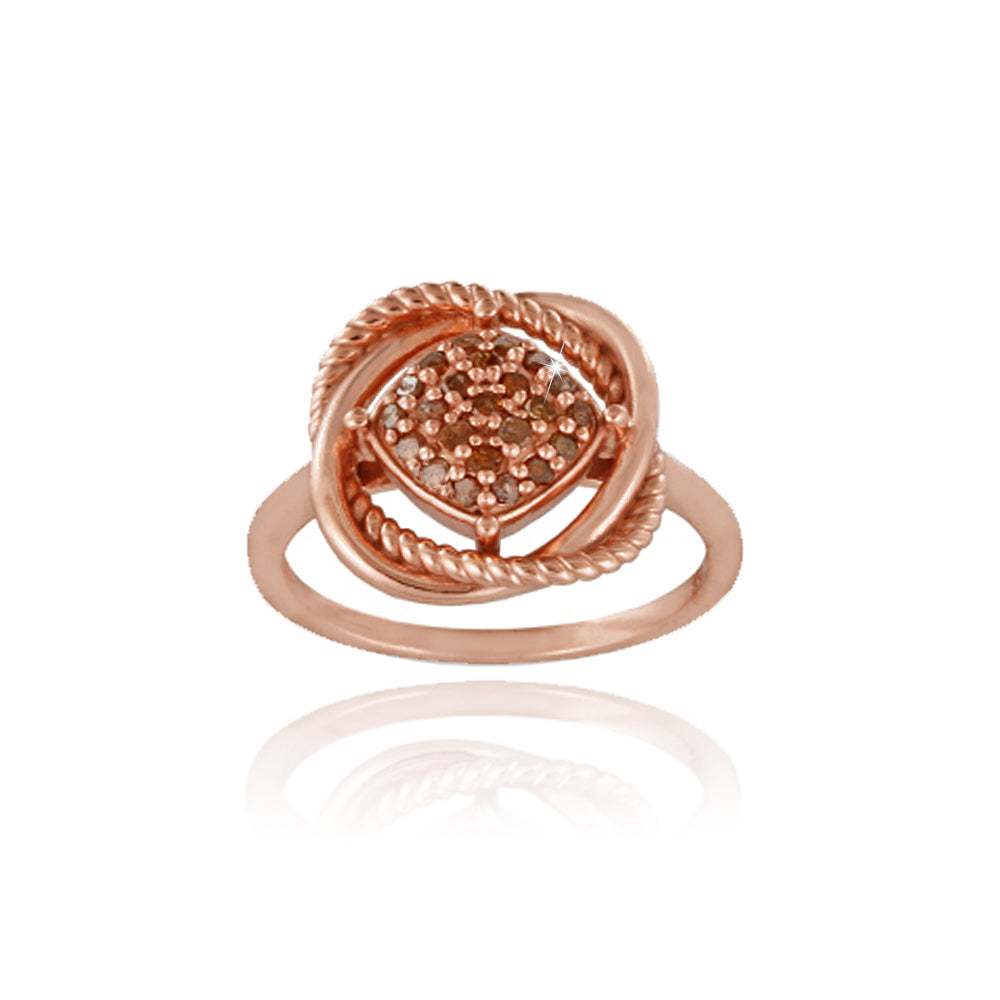 1K Rose Gold over Sterling Silver 1/4ct Red Diamond Love Knot Ring