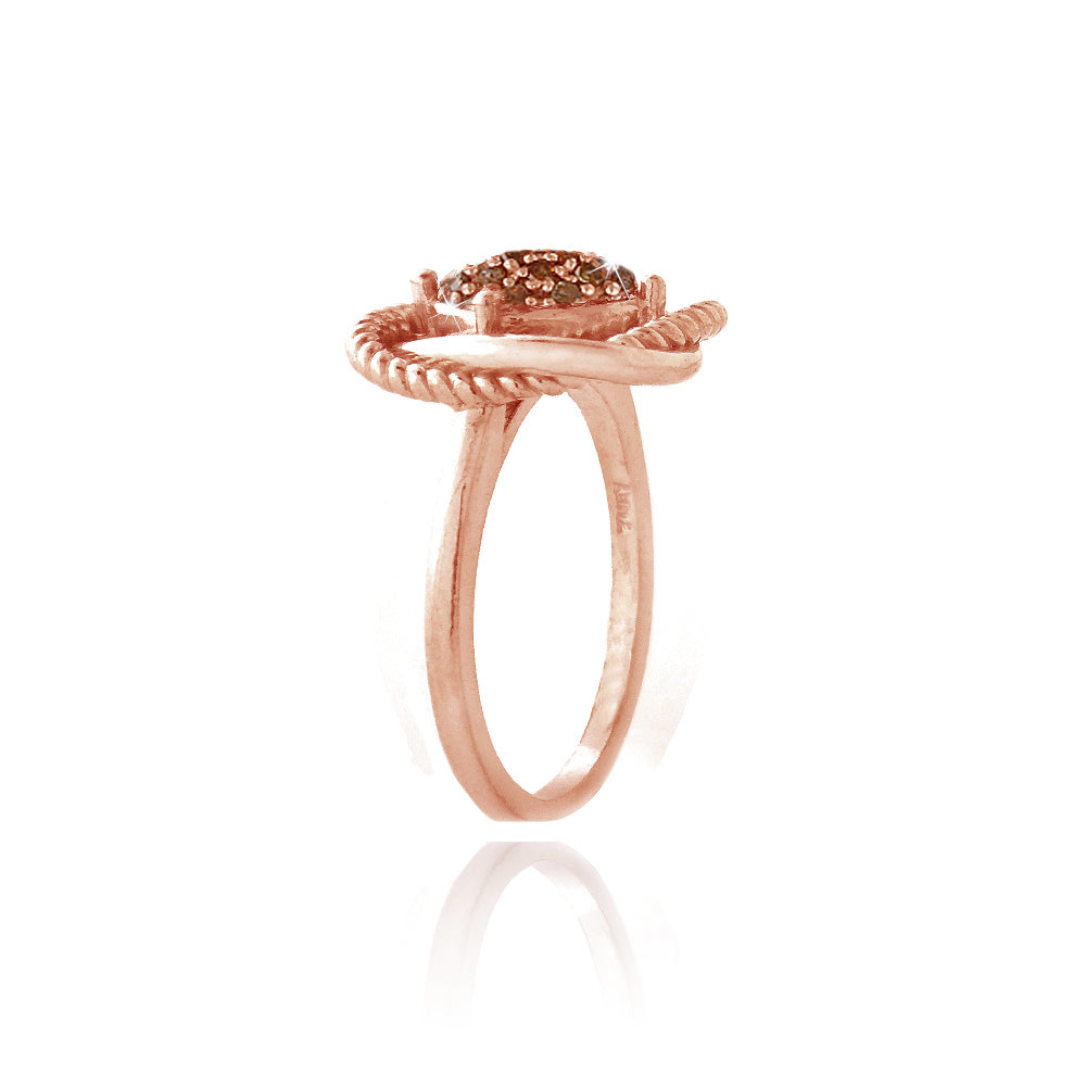 1K Rose Gold over Sterling Silver 1/4ct Red Diamond Love Knot Ring-2