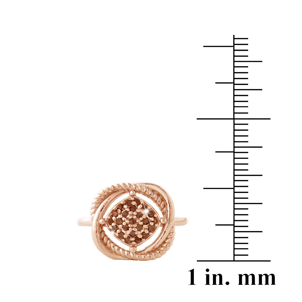 1K Rose Gold over Sterling Silver 1/4ct Red Diamond Love Knot Ring-3
