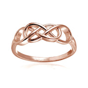 Rose Gold Flashed Sterling Silver High Polished Intertwining Infinity Ring
